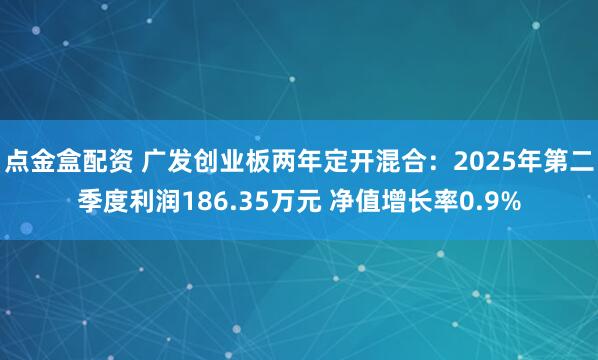 点金盒配资 广发创业板两年定开混合:2025年第二季度利润186.35万元 净值增长率0.9%